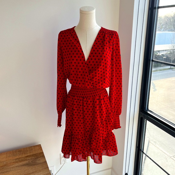 strapless open back dress Michelangelo Polka Dot Midi Dress in Red  Enduring Kairos